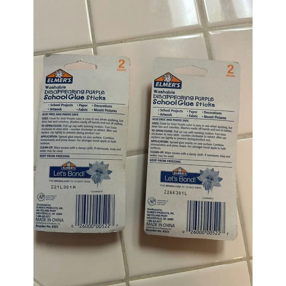2 pkgs 2 Pieces Each Washable School Glue school supplies Disappearing Purple - Picture 2 of 2